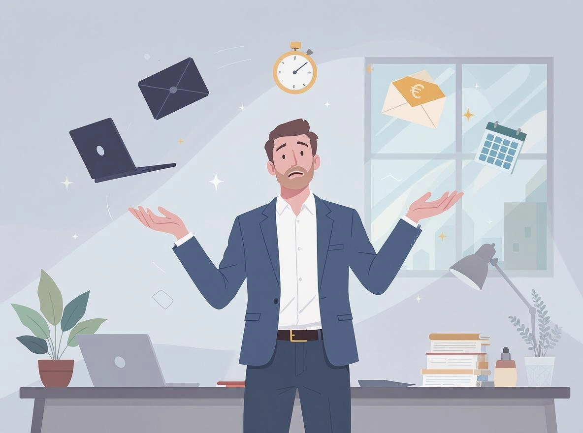 Illustration des défis des TPE PME parisiennes - Entrepreneur multitâche